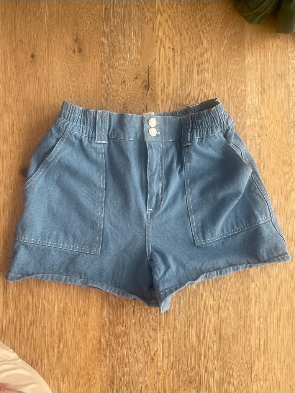 Full Tilt Dusty Blue High-Waist Elastic Waist Shorts